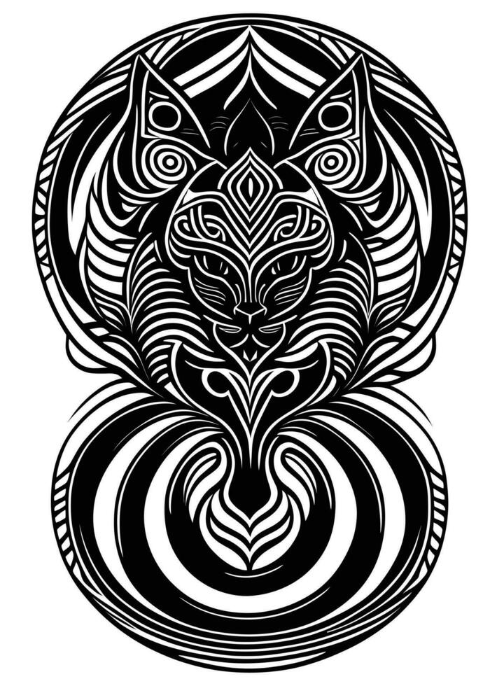 Abstract Cat Face Silhouete vector