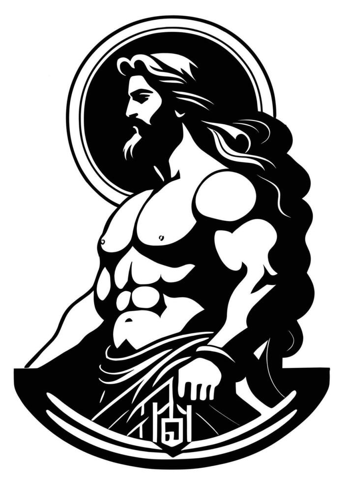 Greek God Silhouette Logo Icon vector