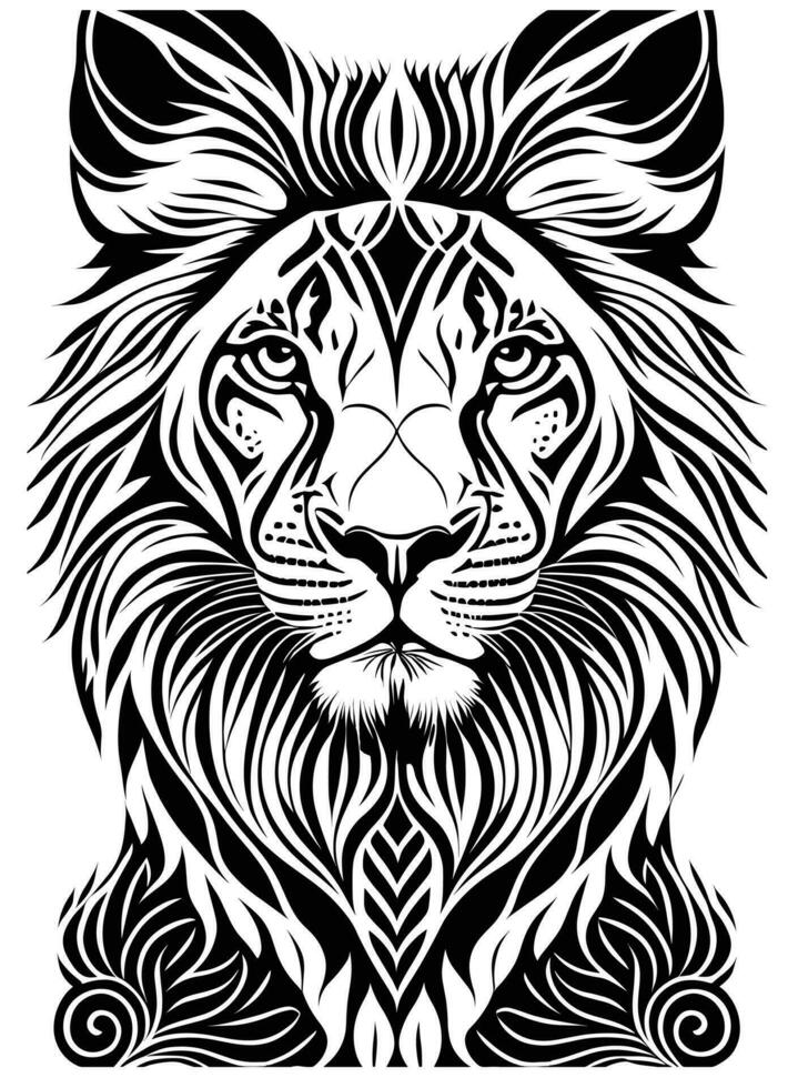 Lion Face Coloring Book vector