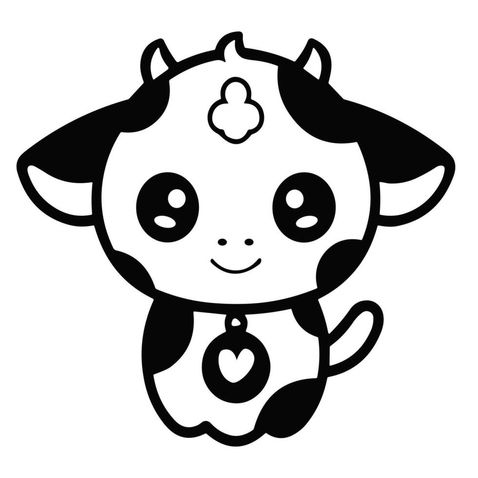 Kawaii Cow Silhouette vector