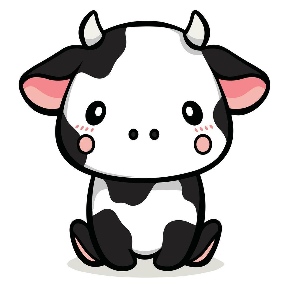 Cute Kawaii Cow Logo vector