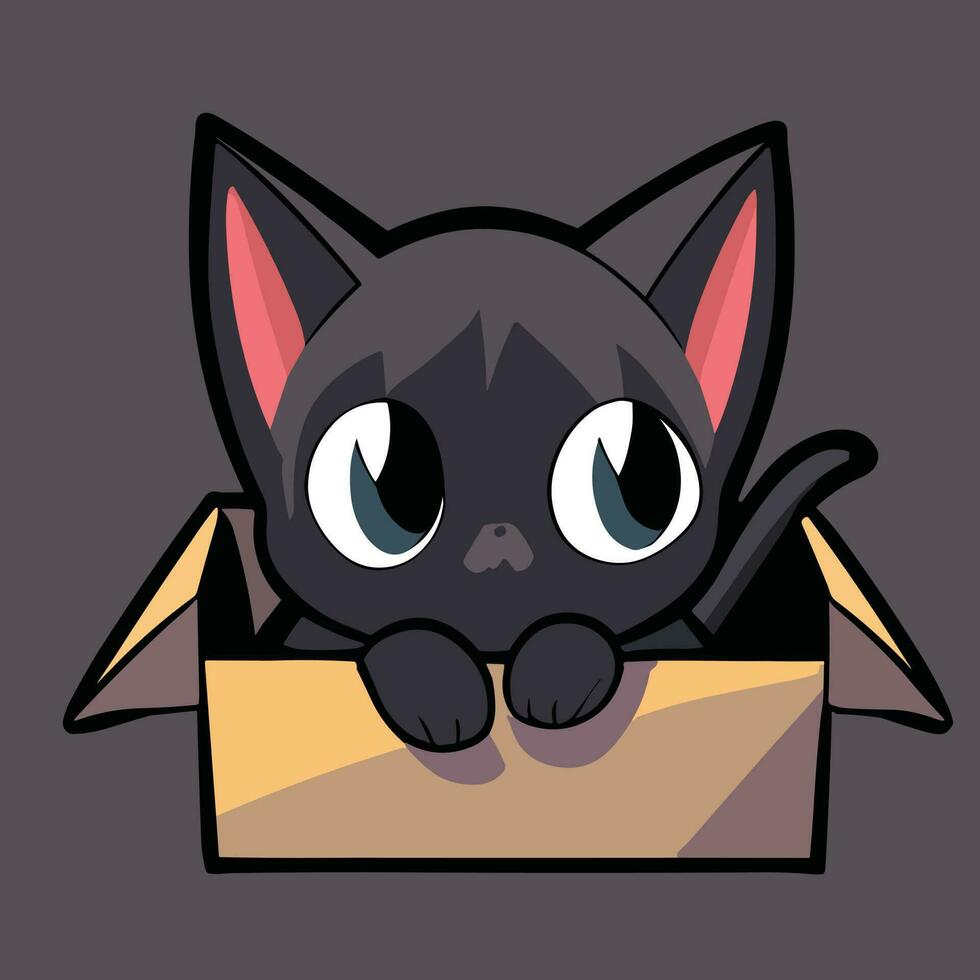 Cat in the box vector
