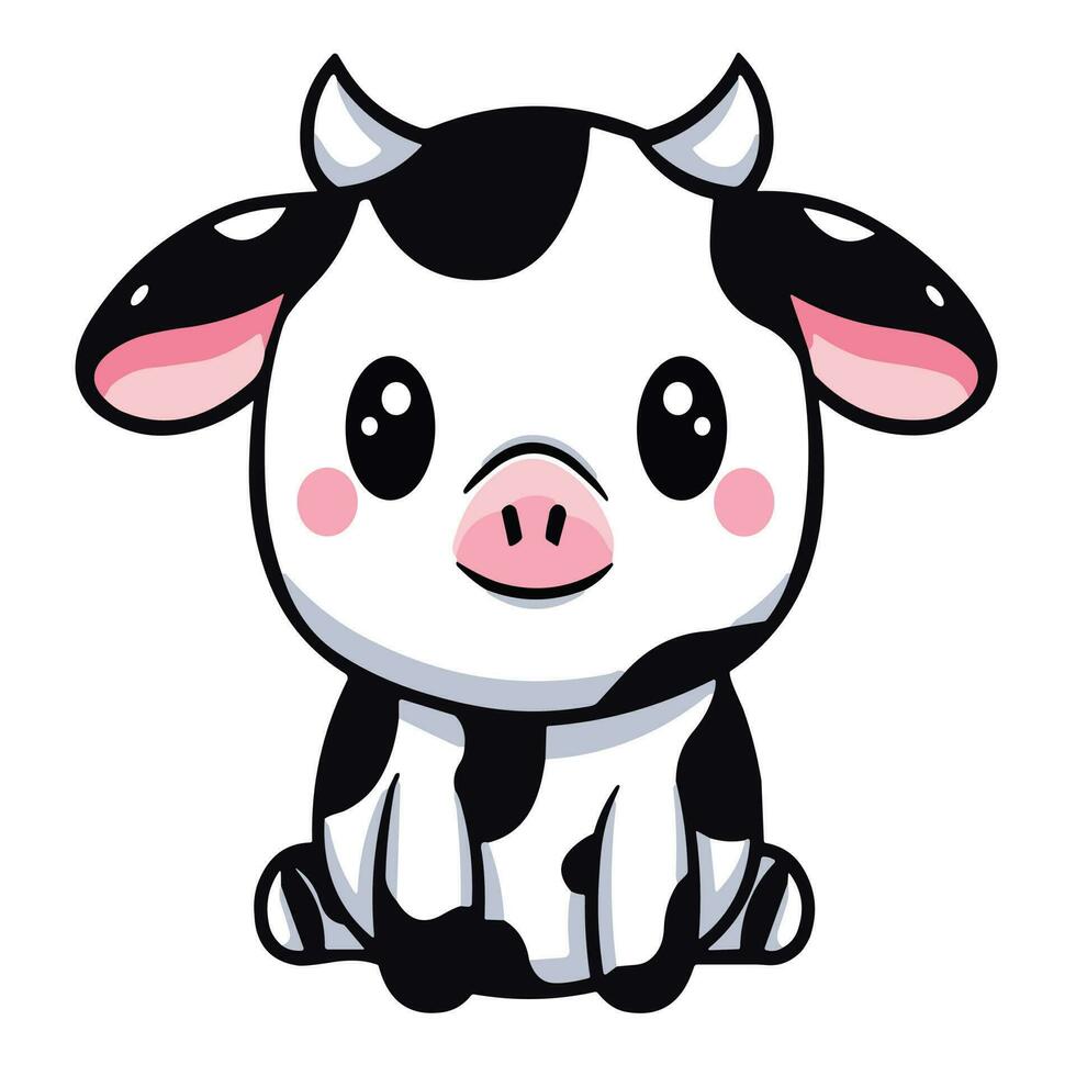 kawaii vaca logo vector