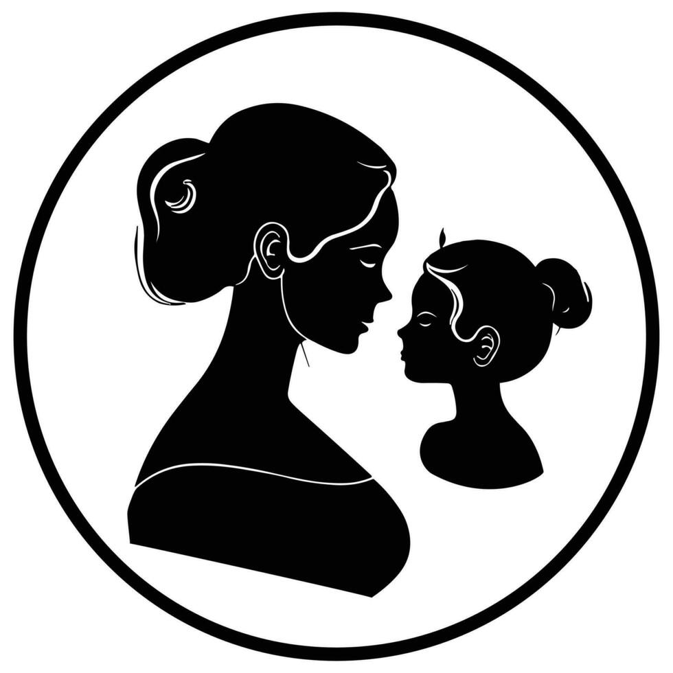 Mother with Daughter Silhouette vector