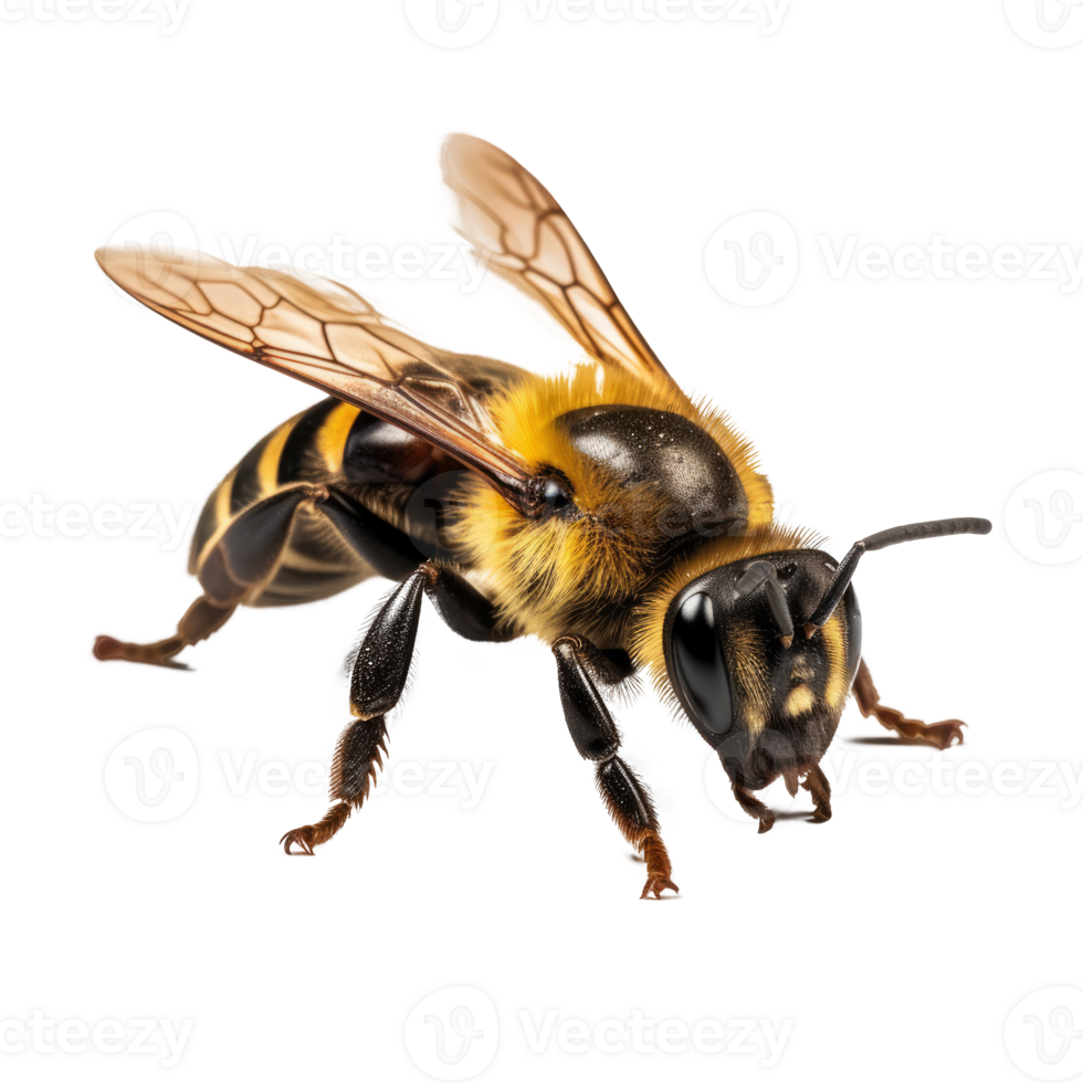 Macro bee isolated. Illustration png