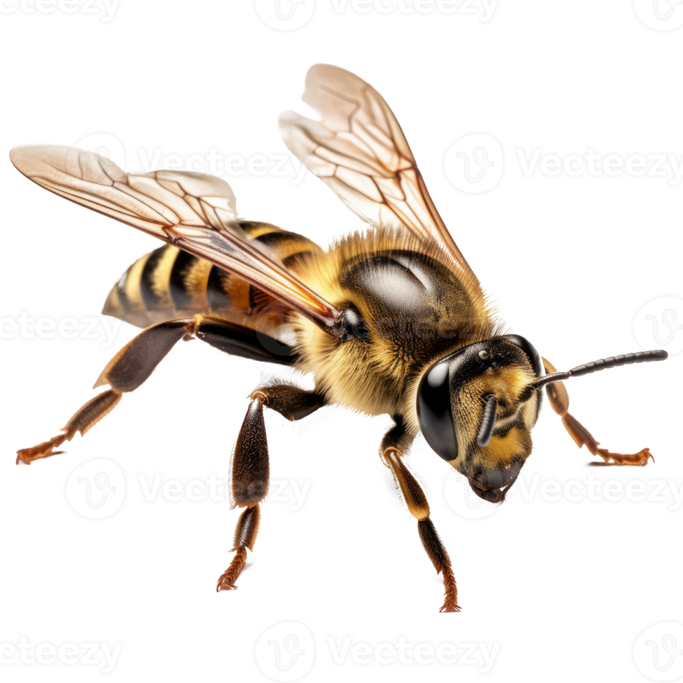 Macro bee isolated. Illustration png