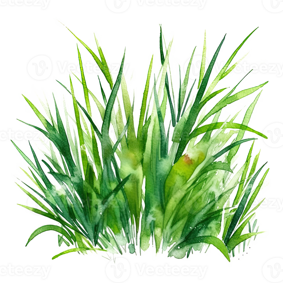 waterverf groen gras. illustratie ai generatief png