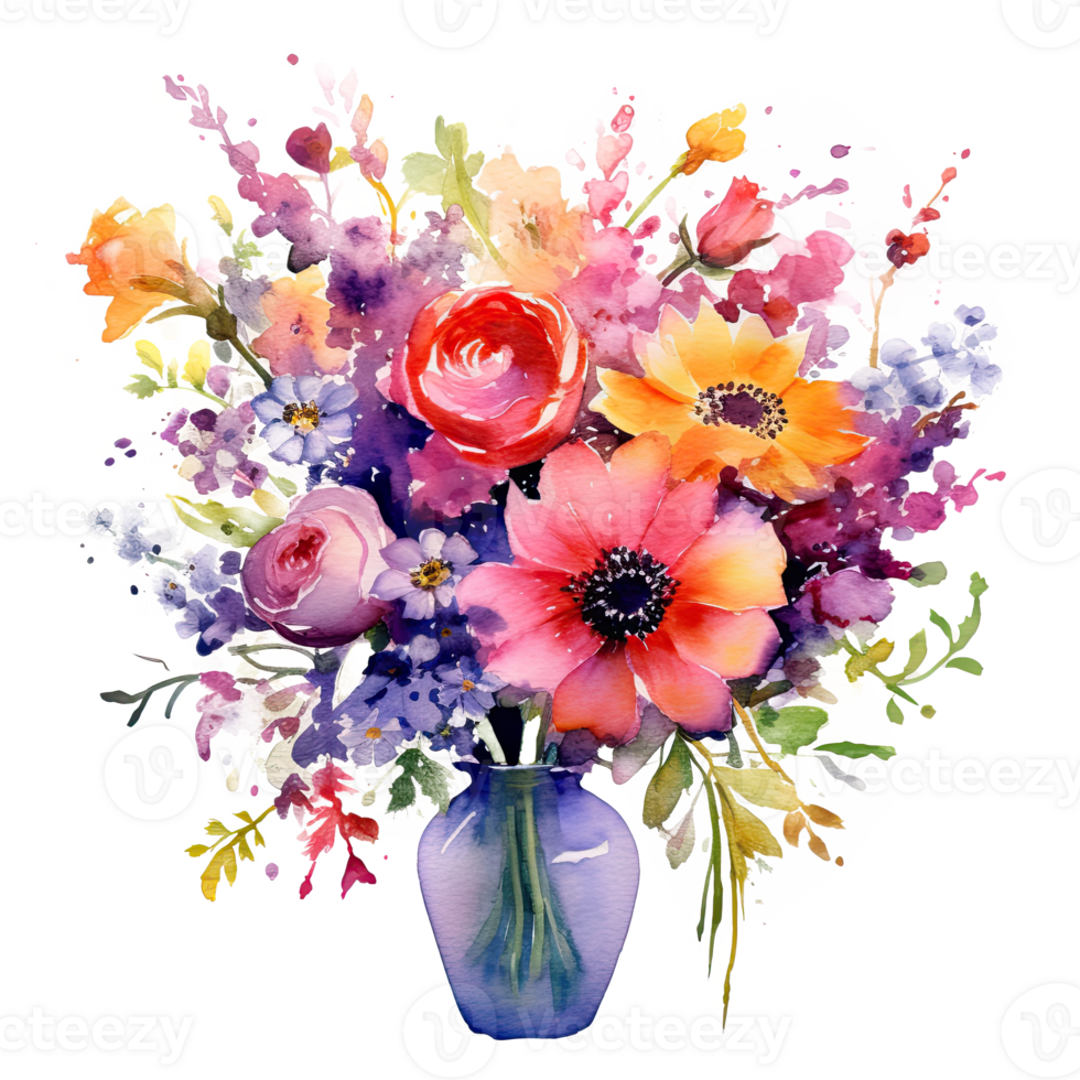 Watercolor flower bouquet. Illustration png
