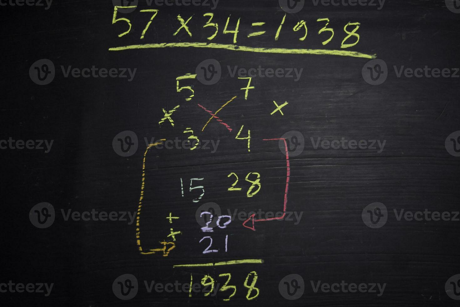 Close up math formulas written on a blackboard. Education concept photo