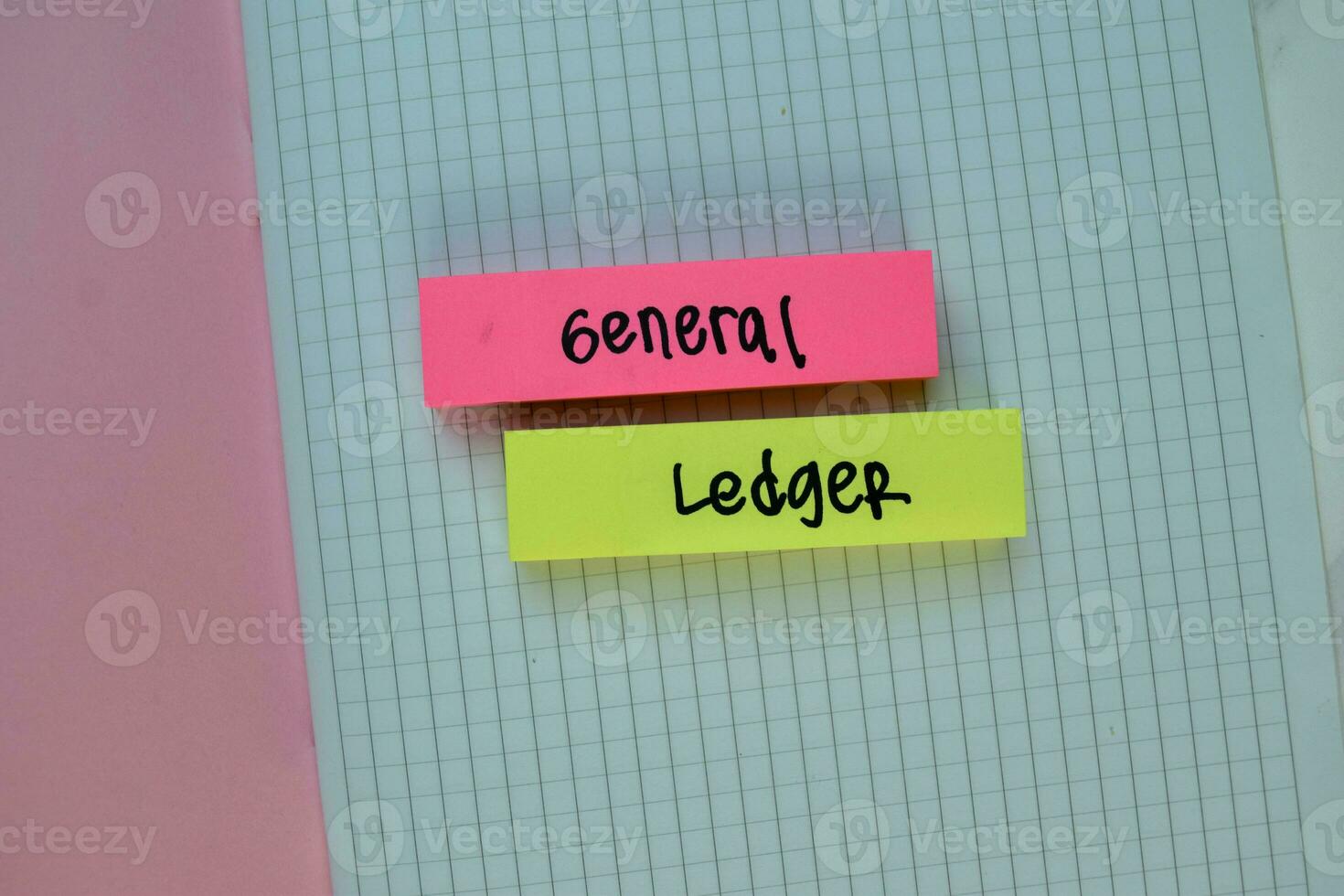 General Ledger write on sticky note isolated on Wooden Table. photo