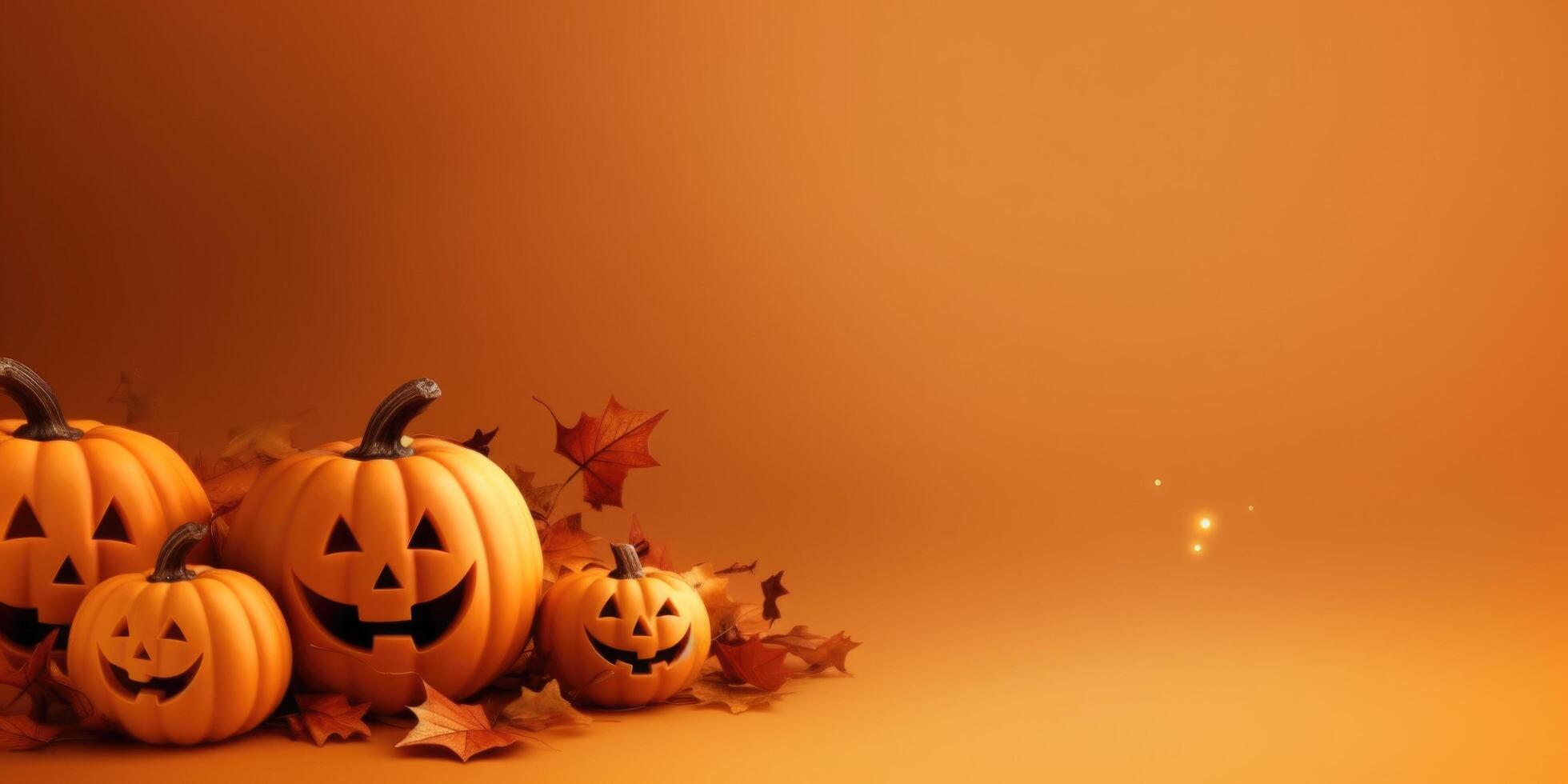 Orange Spooky Halloween background. Illustration photo