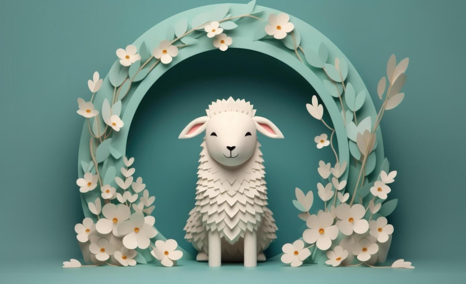 Eid al adha islamic decoration background with goat sheep arabic crescent, ramadan kareem. Illustration x photo