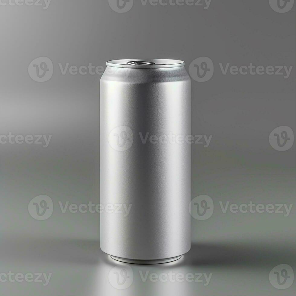 The blank soda can isolated the grey background. Generate Ai photo