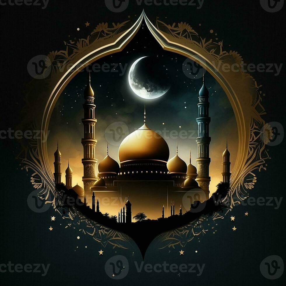 a Ramadan Kareem Mosque. Generate Ai photo