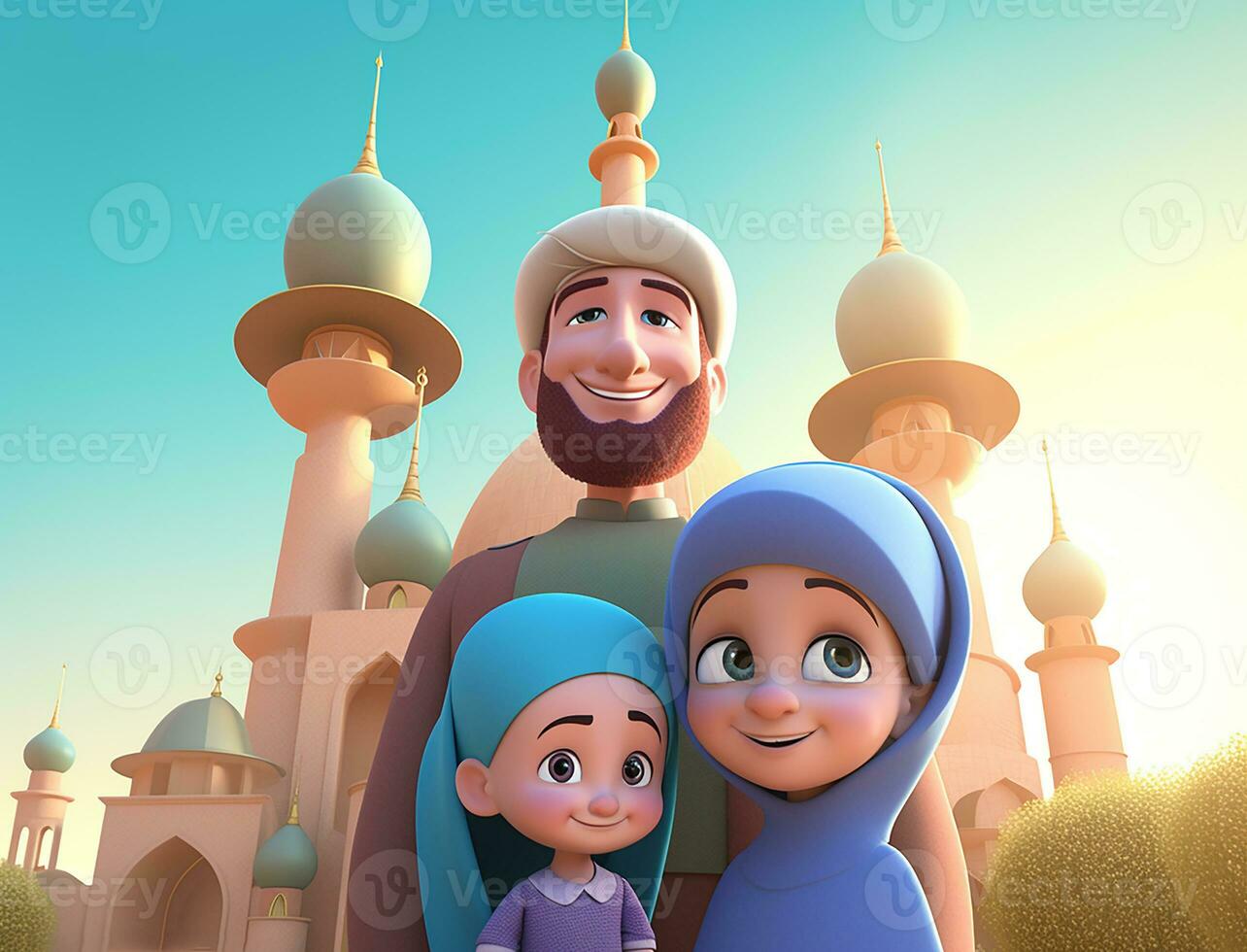 a Muslim Islamic Family. Generate Ai photo