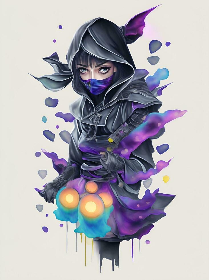 Cute Girl Ninja colorful photo