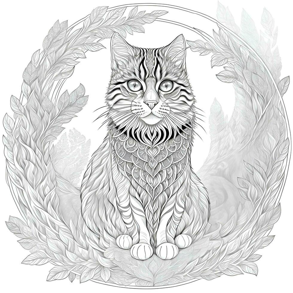 Coloring Cat Image by Ai Generator photo