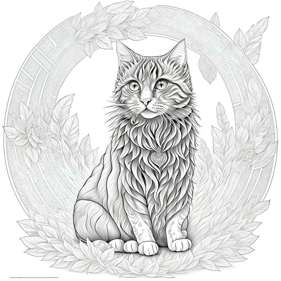 Coloring Cat Image by Ai Generator photo