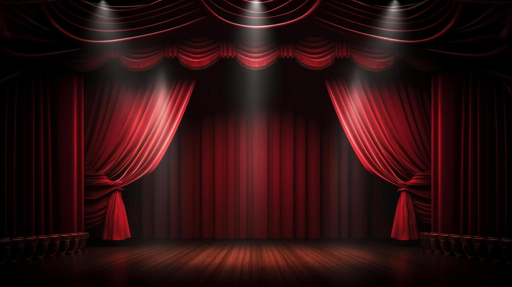 Red curtains background. Illustration photo