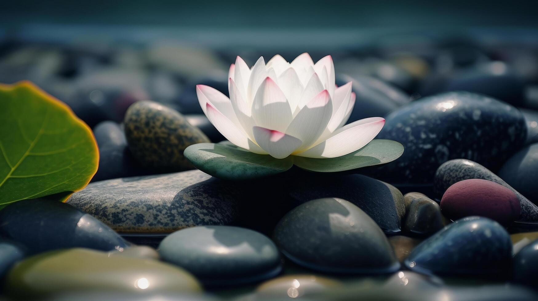 Lotus flower stone background. Illustration photo