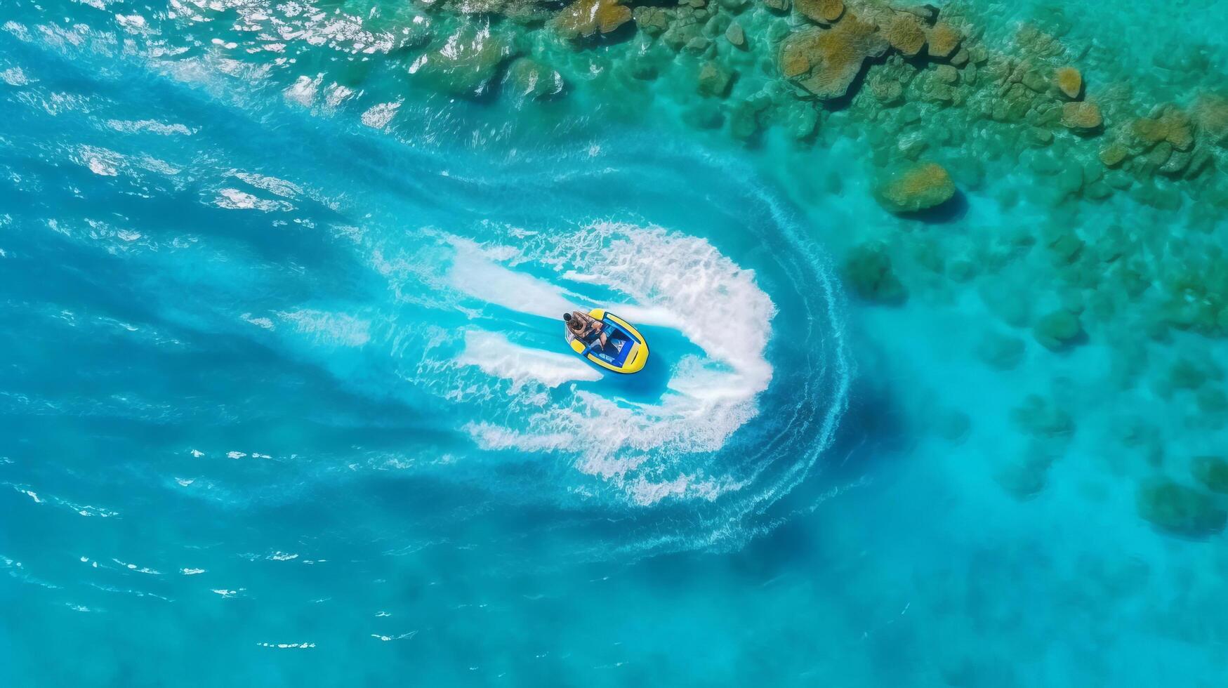 Little boat in ocean. Illustration photo