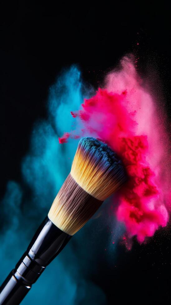 Makeup brush background. Illustration photo