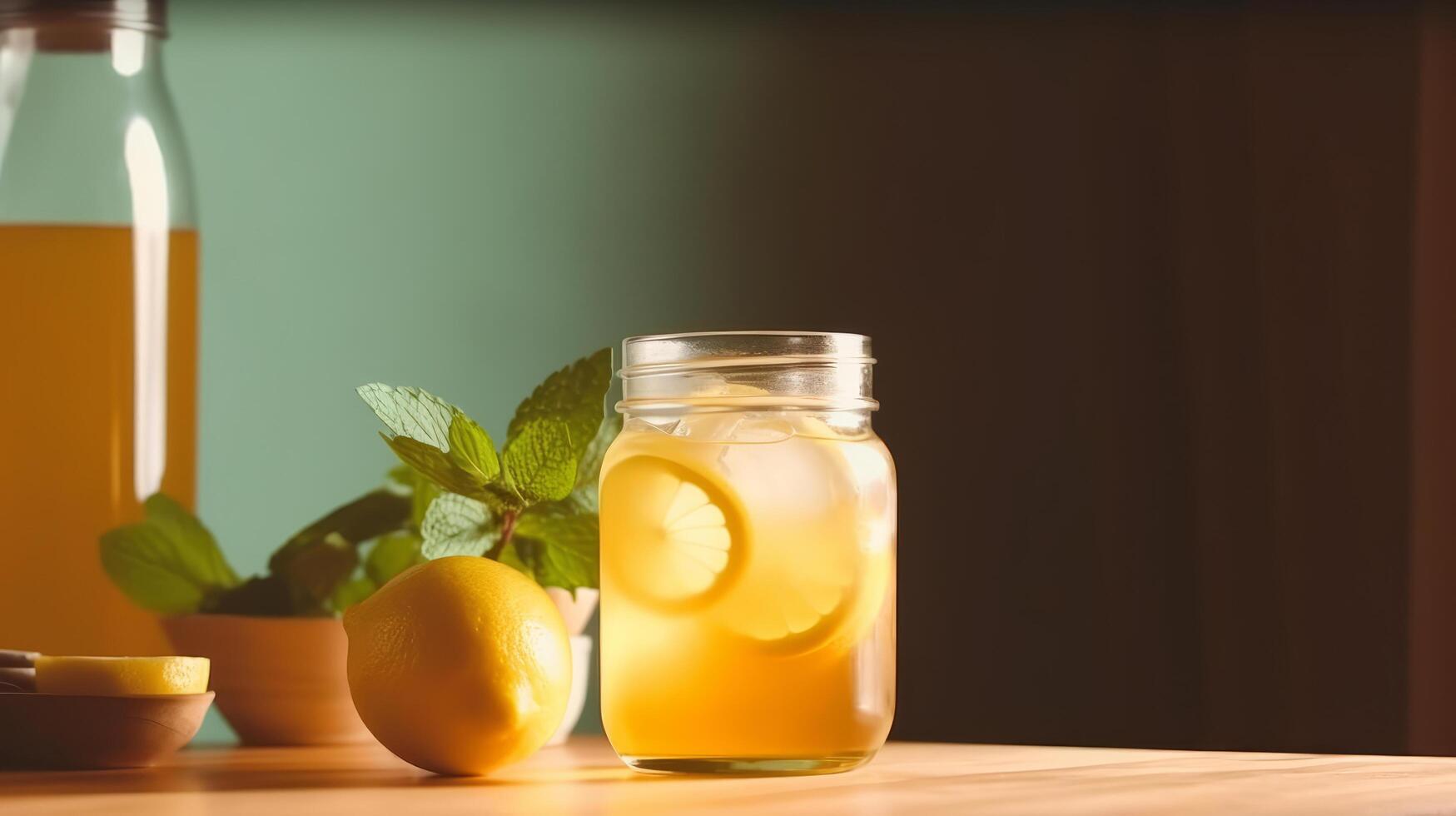 Iced lemon tea. Illustration photo