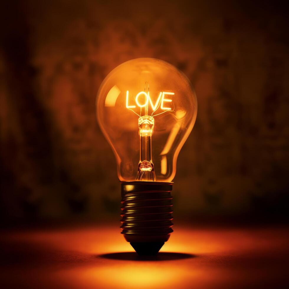 Love light bulb. Illustration photo