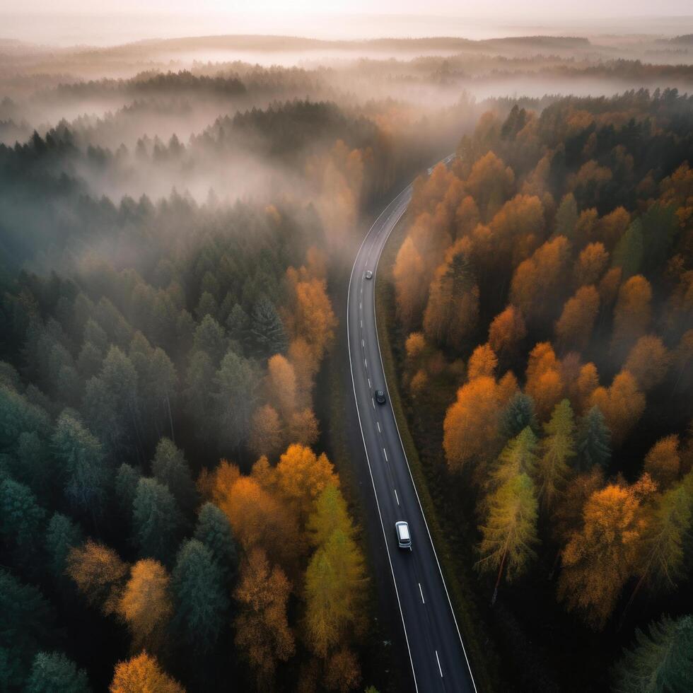 Drone view road. Illustration photo