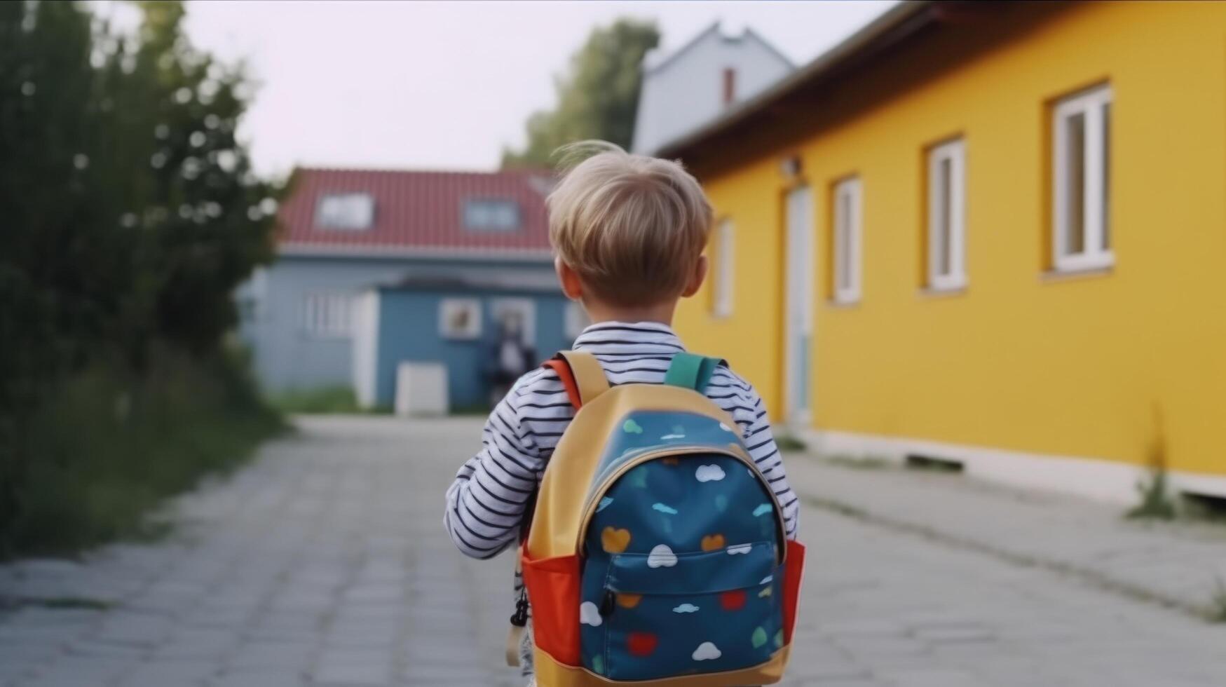 Boy go to school. Illustration photo