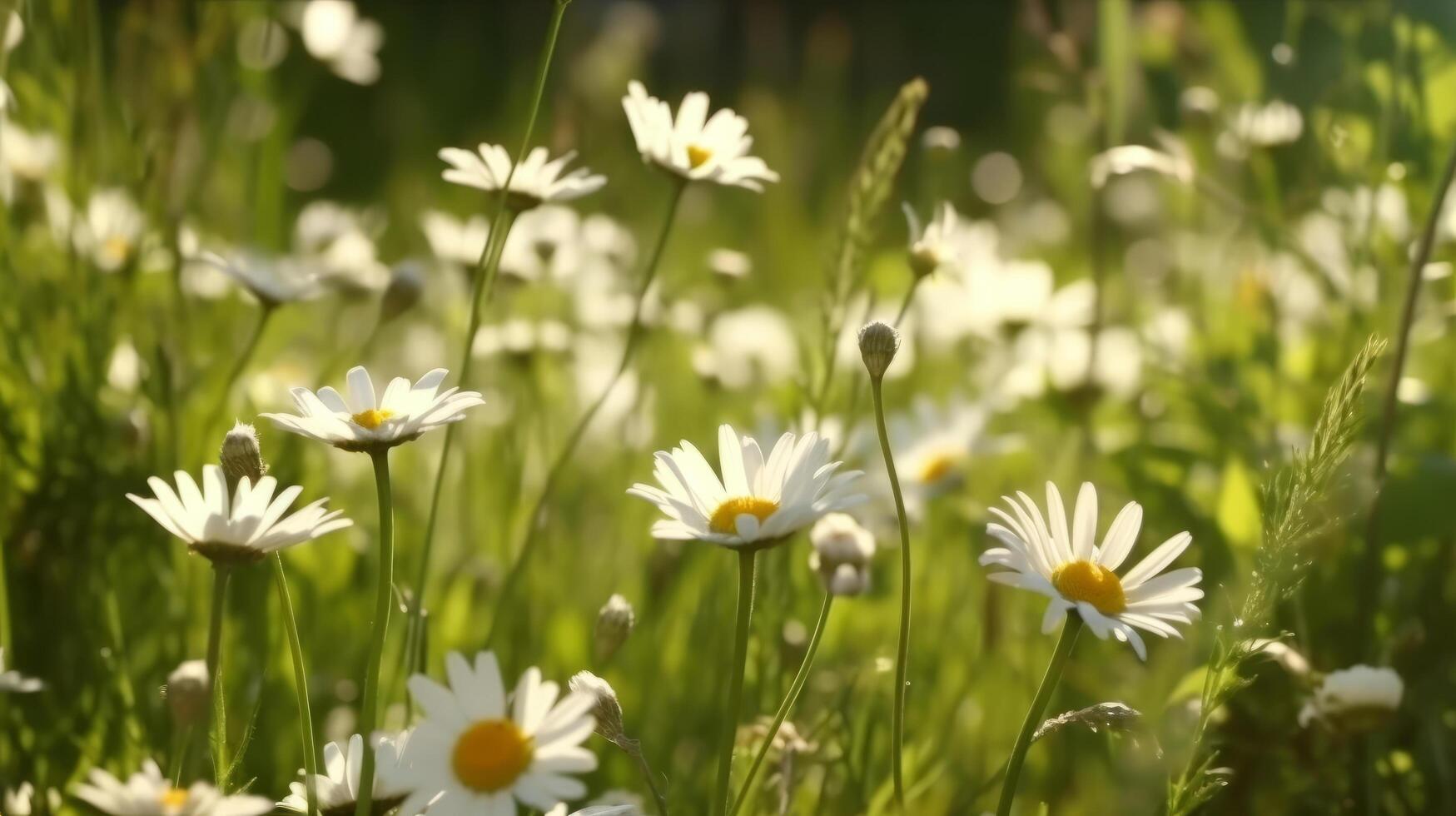 Chamomile meadow background. Illustration photo