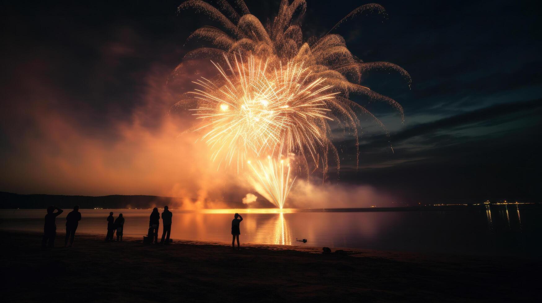 Holiday Party Background with Fireworks. Illustration photo