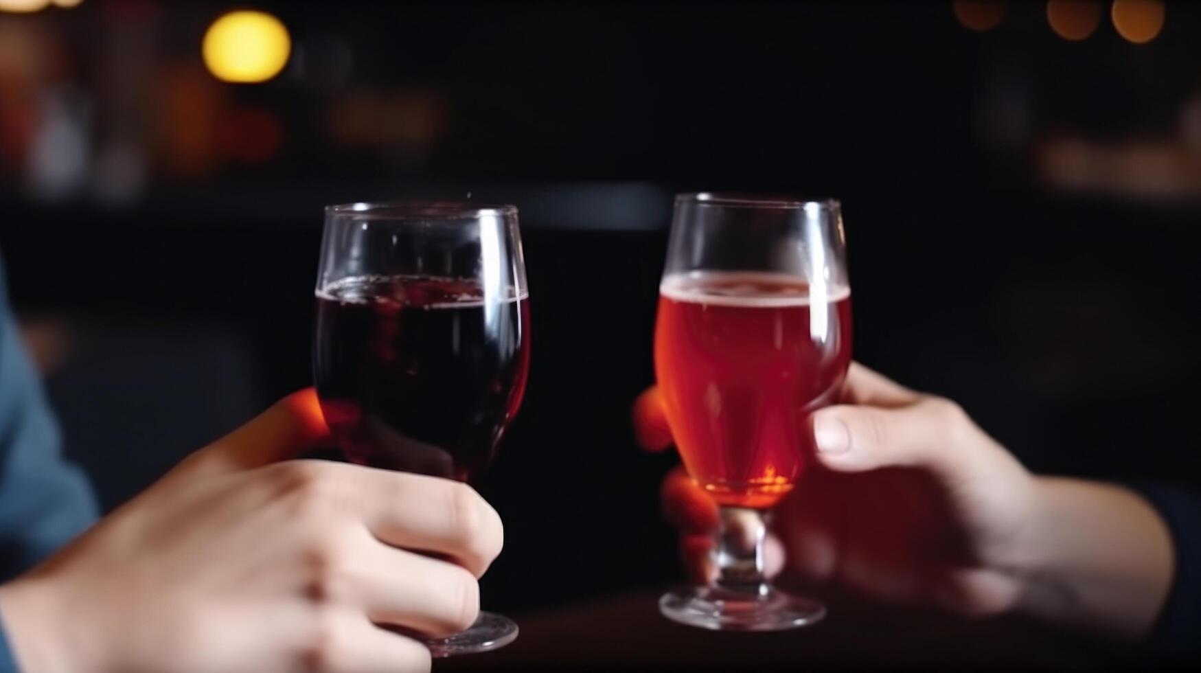 Hands with glasses of cocktail. Illustration photo