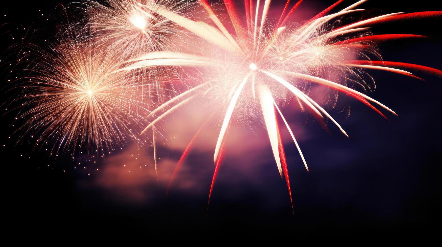 Holiday fireworks background in UK flag colors. Illustration photo