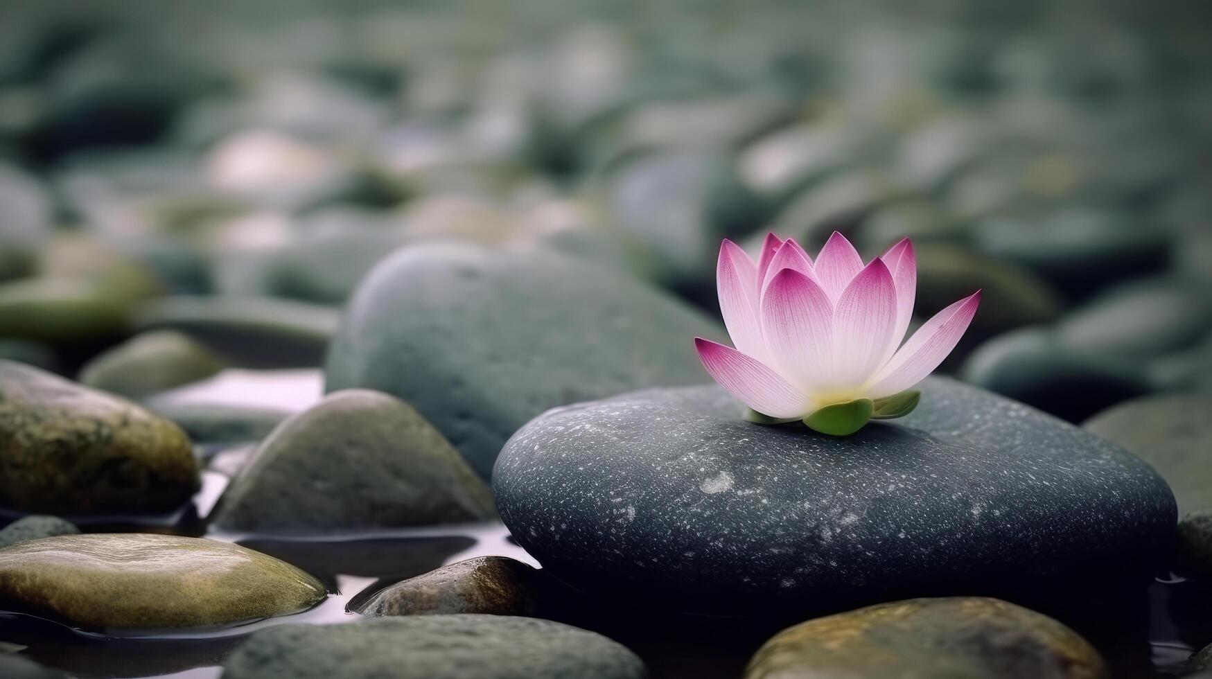 Lotus flower stone background. Illustration photo