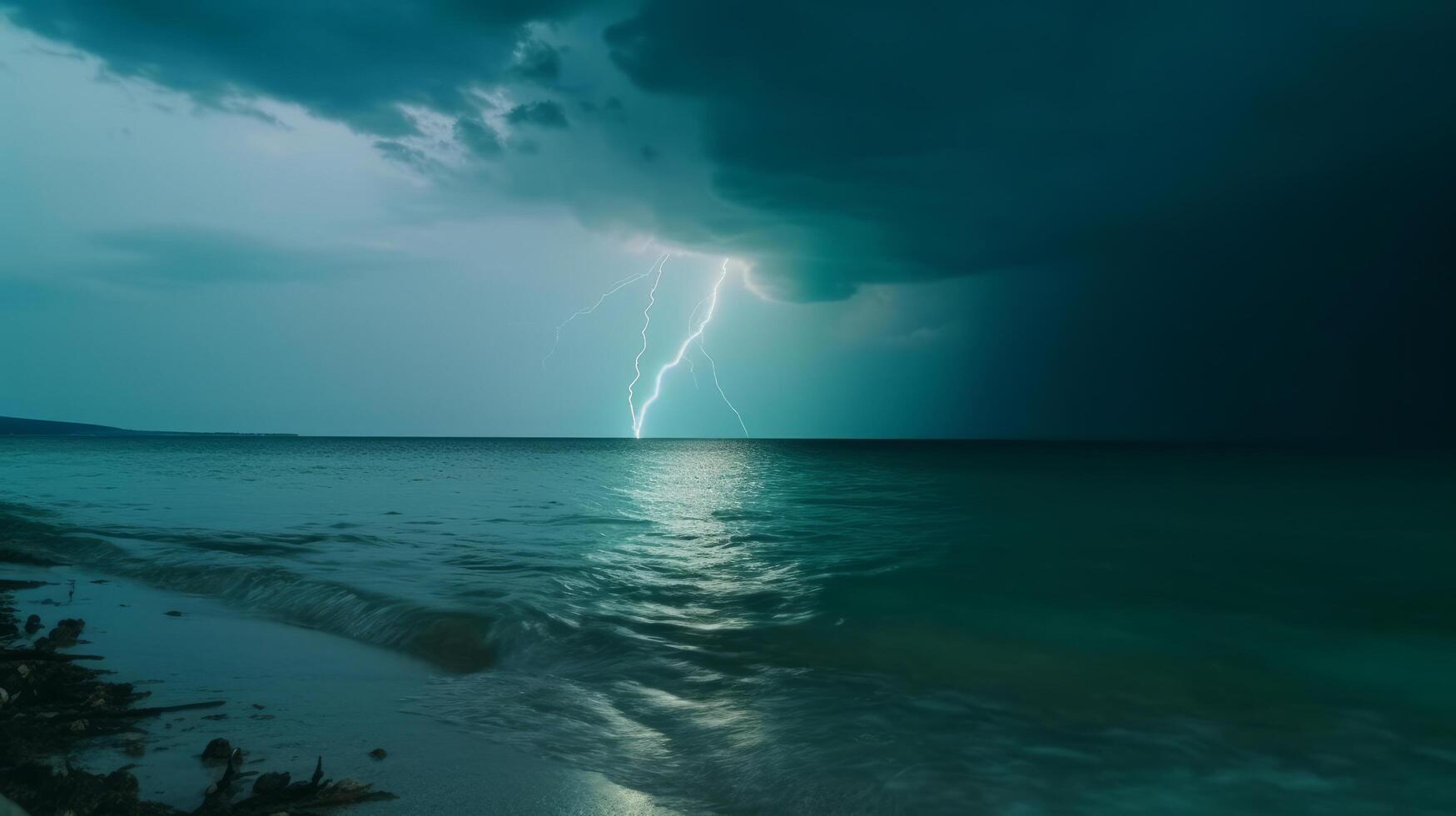 Neon lightning glowing. Illustration photo