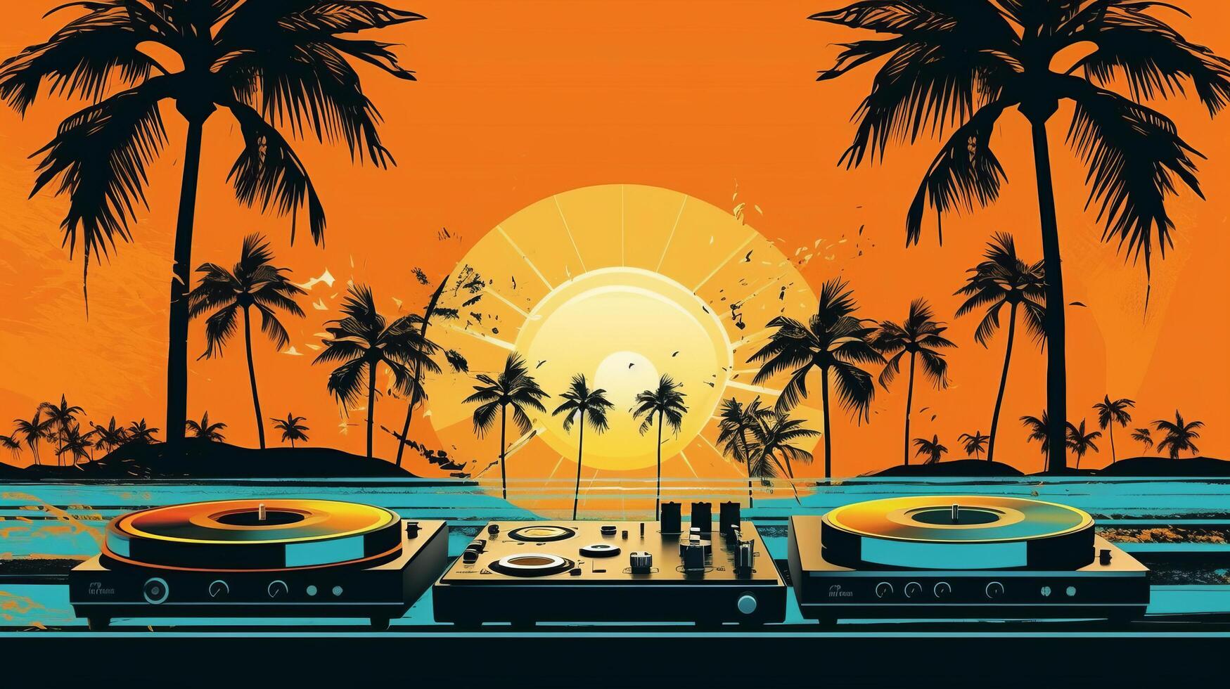 Summer disco party background. Illustration photo