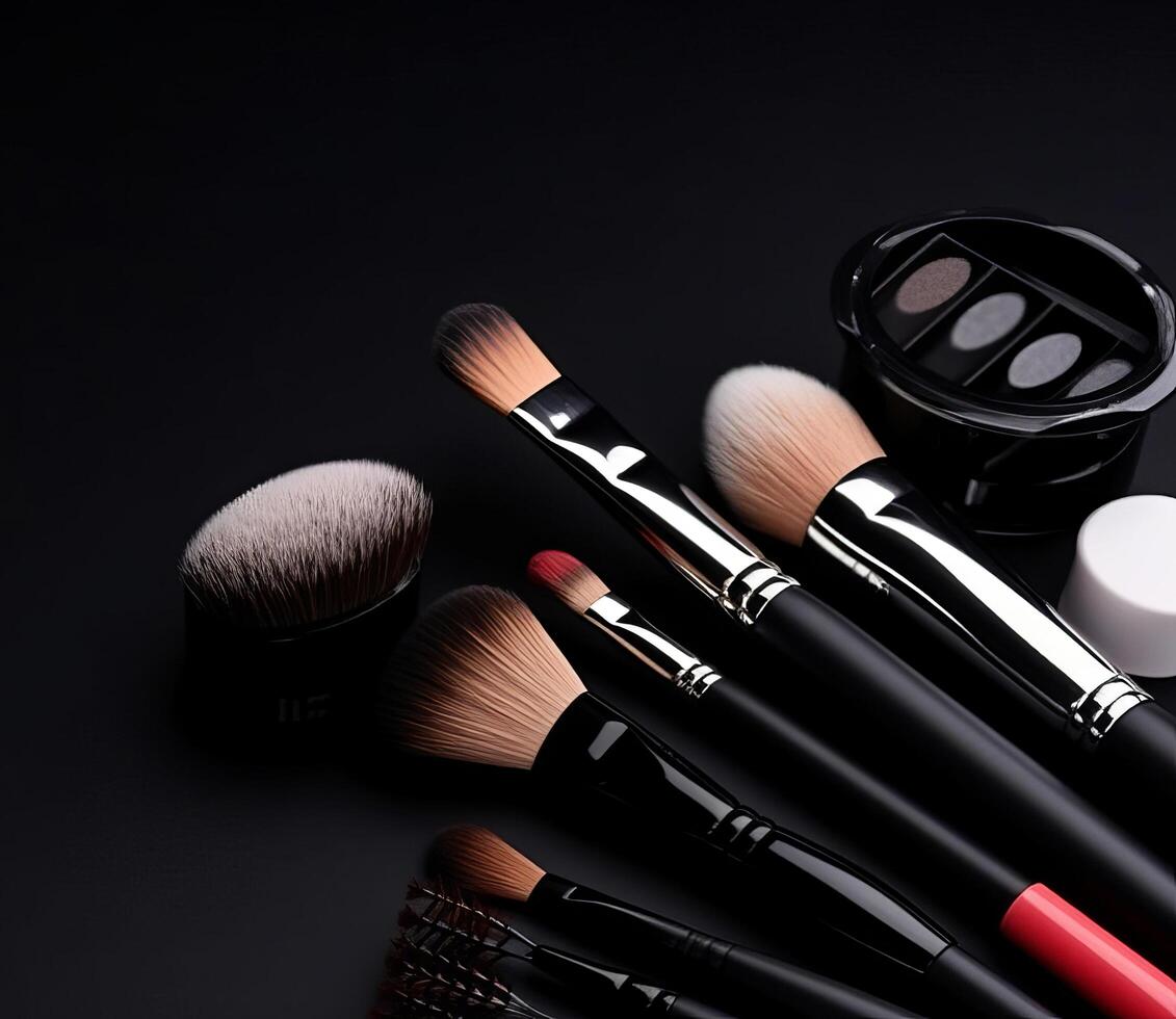 Makeup brush background. Illustration photo