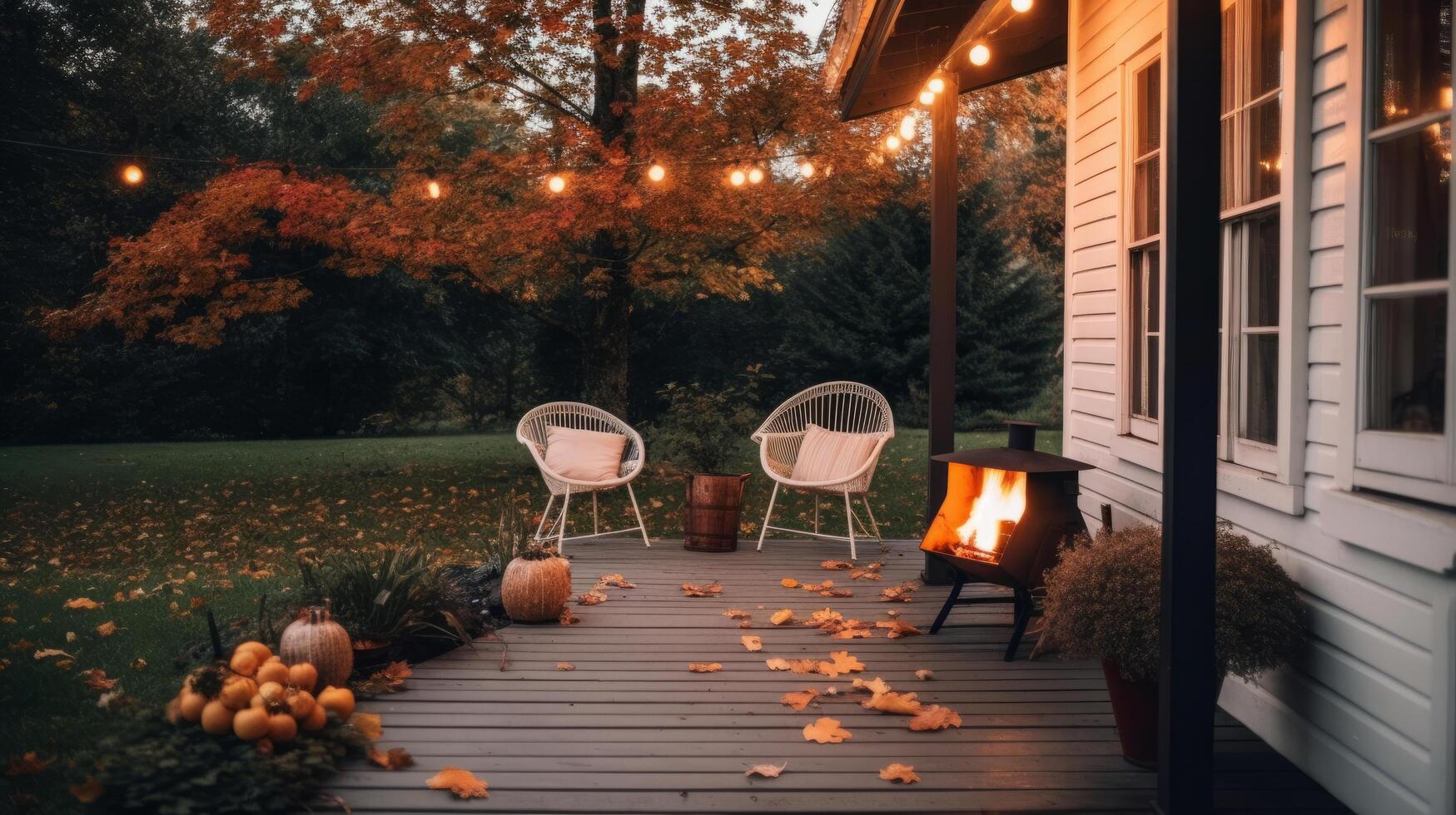 Comfortable autumn cozy outdoor. Illustration photo