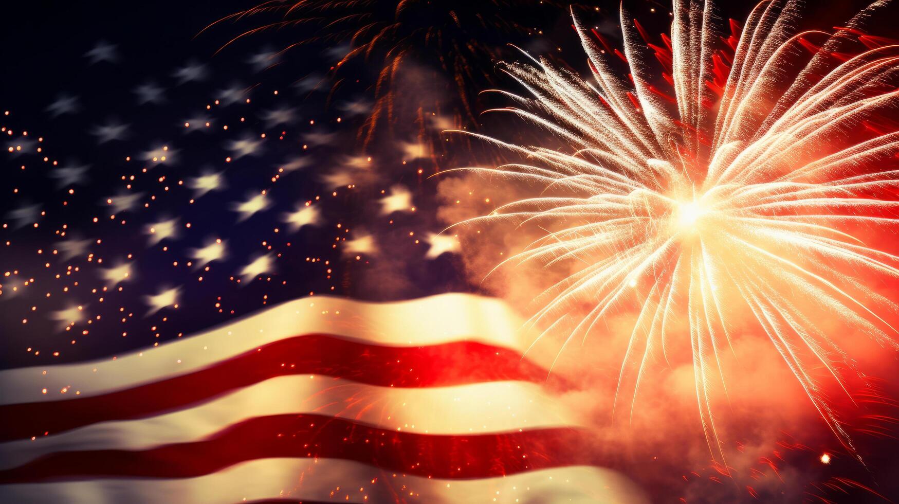 USA Independence Day background with Fireworks. Illustration photo