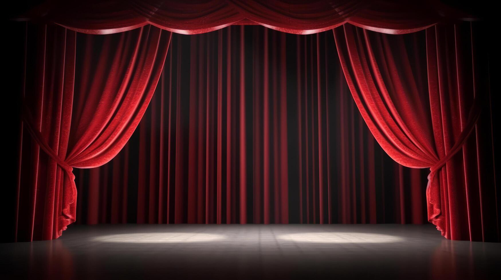 Red curtains background. Illustration photo