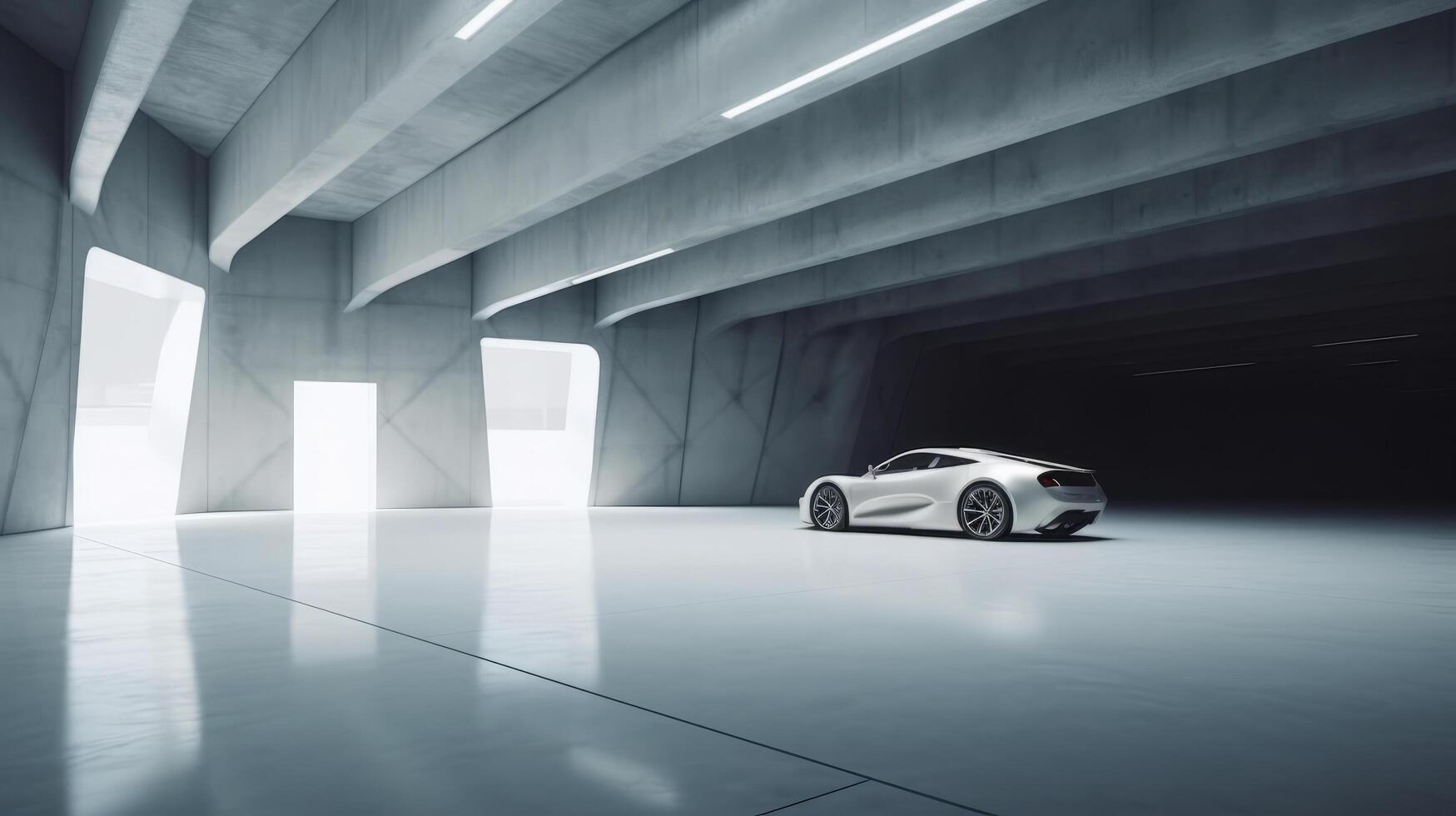 Futuristic background with car. Illustration photo