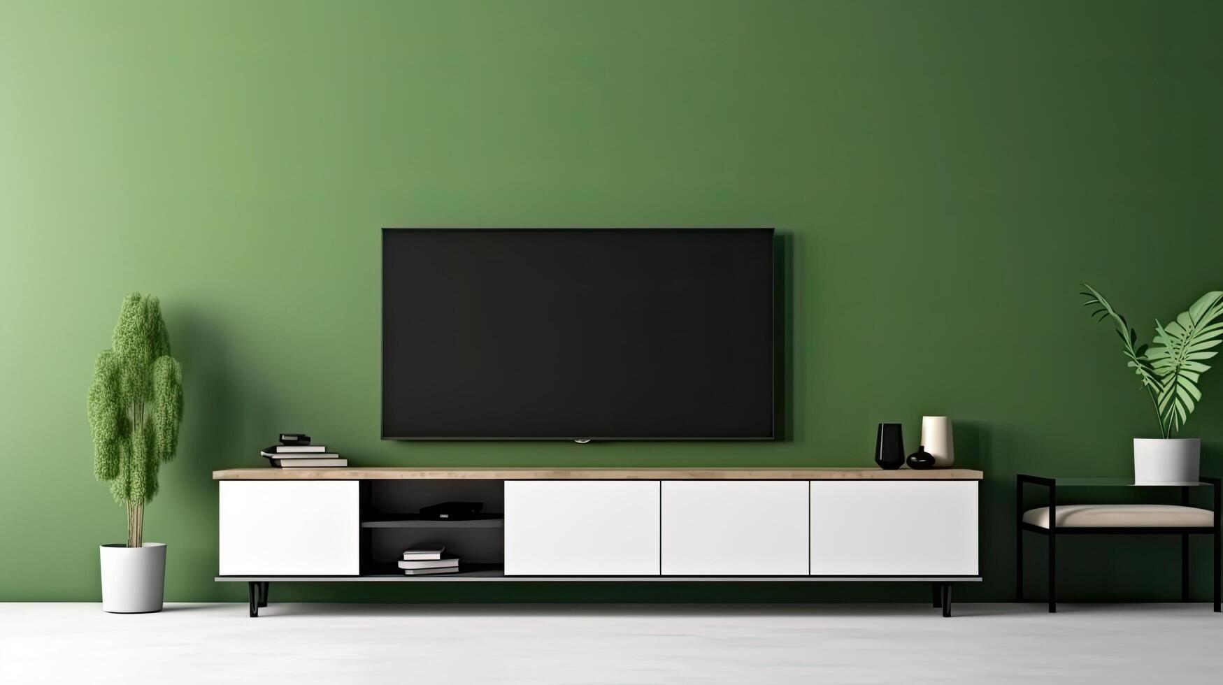 Modern green living room. Illustration photo