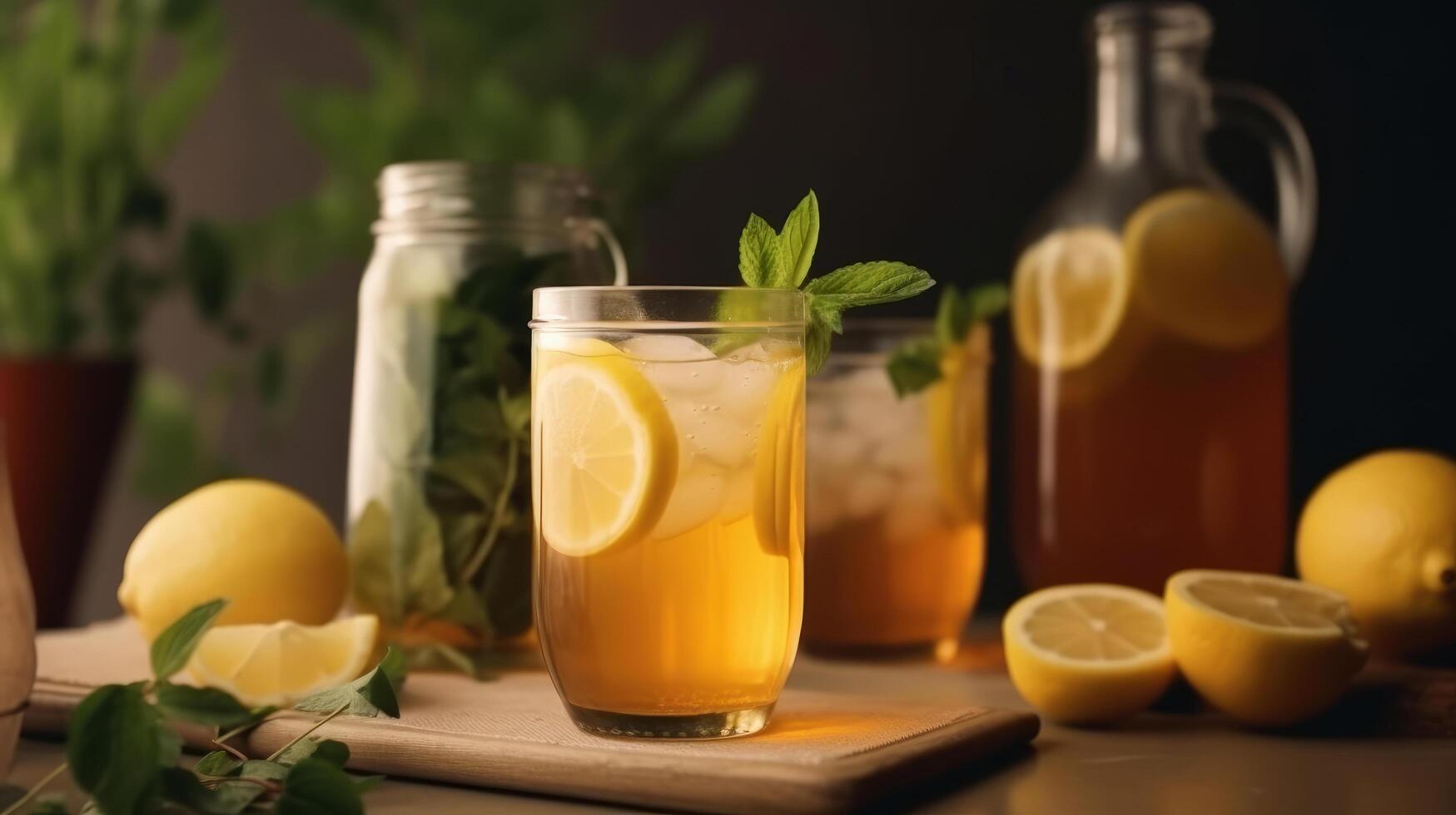 Iced lemon tea. Illustration photo