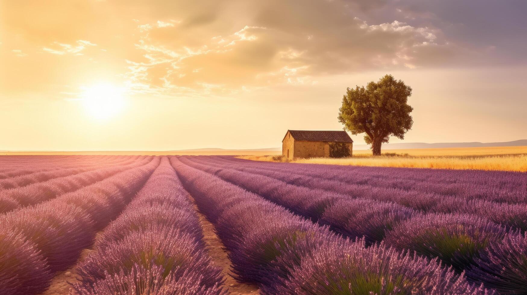 lavanda campo antecedentes. ilustración ai generativo foto