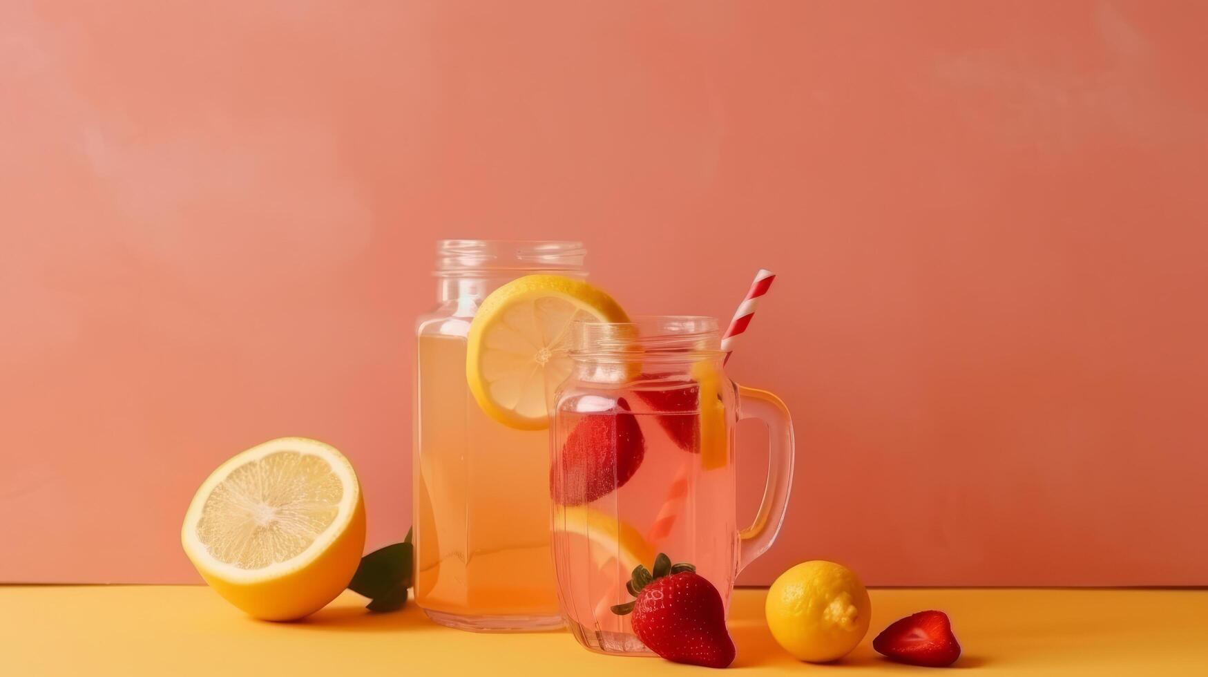 Strawberry lemonade. Illustration photo