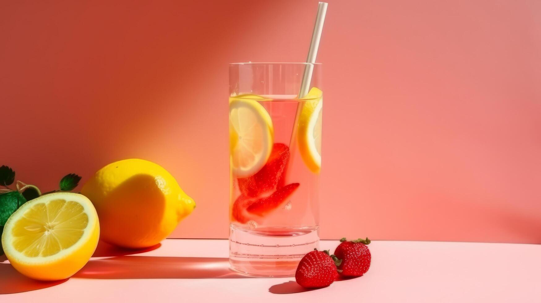 Strawberry lemonade. Illustration photo