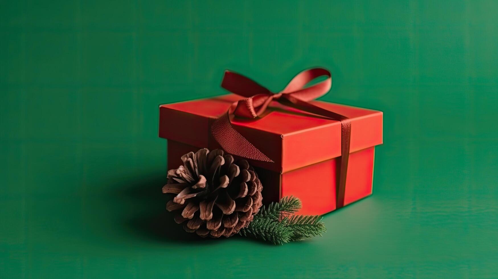 regalo caja con cinta y piña. ilustración ai generativo foto