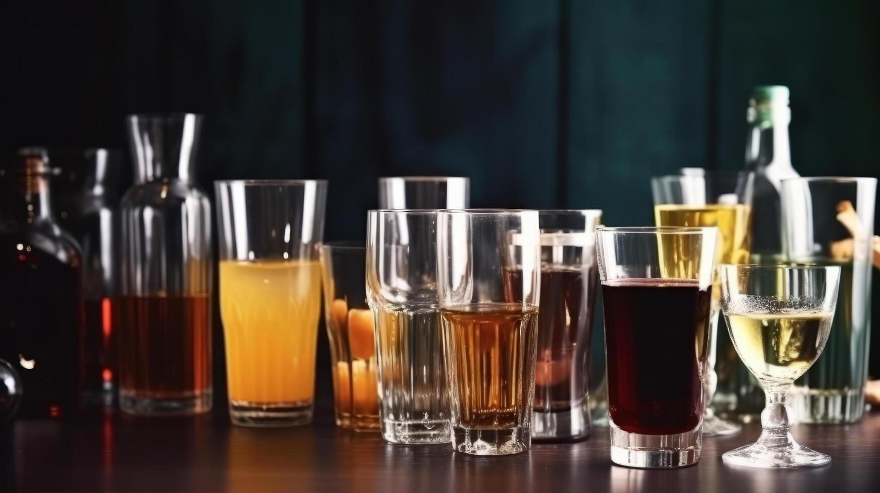 Assortment of alcoholic drinks Illustration photo