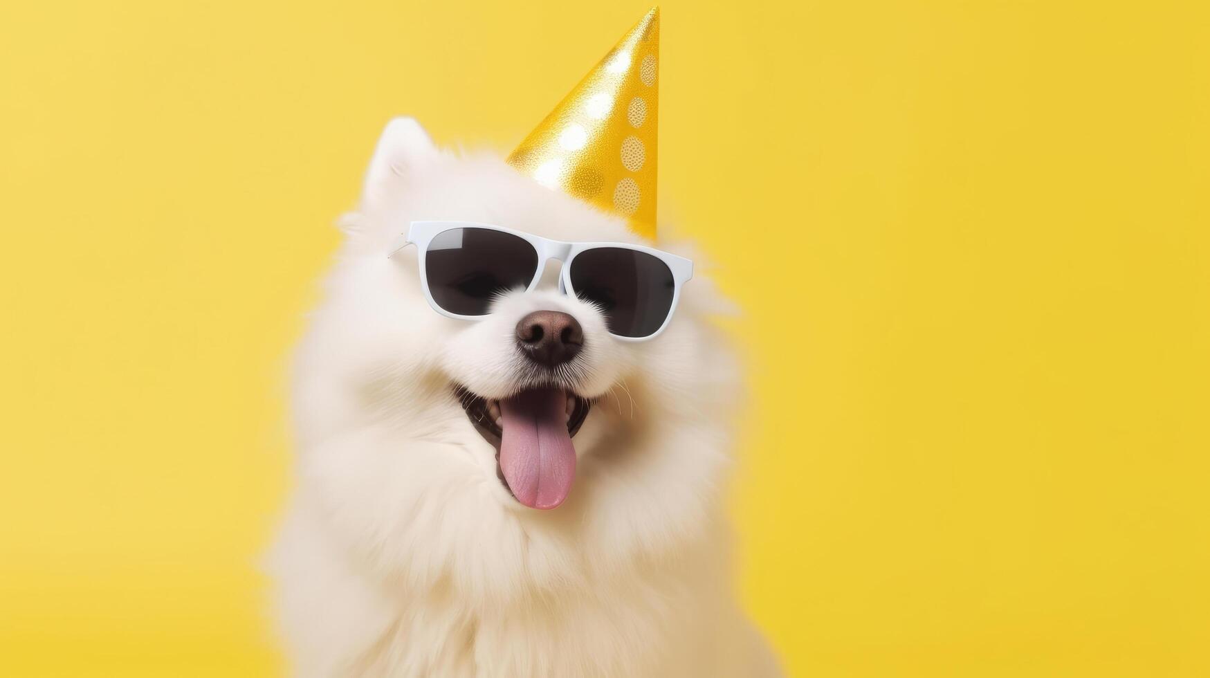 Cute birthday dog. Illustration photo